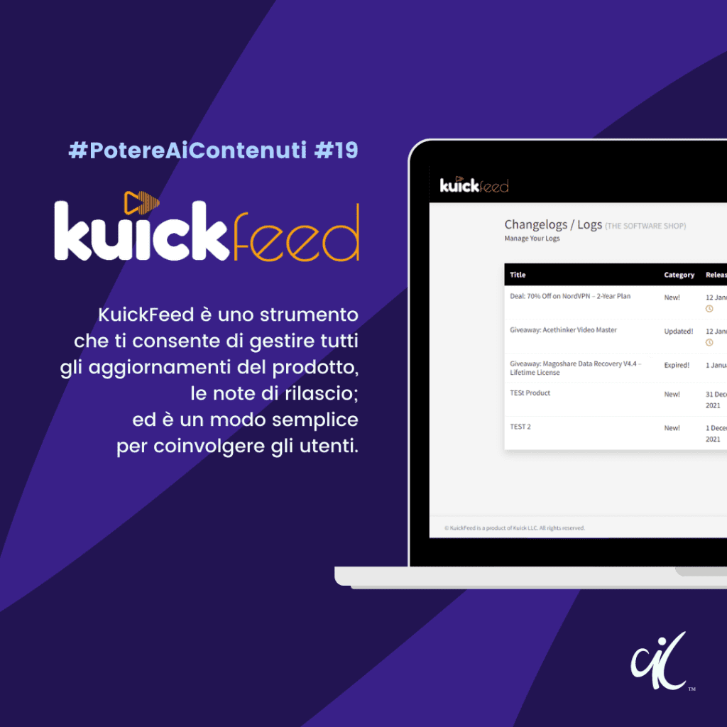 Potere ai contenuti Tool digitali Content is King Kuickfeed